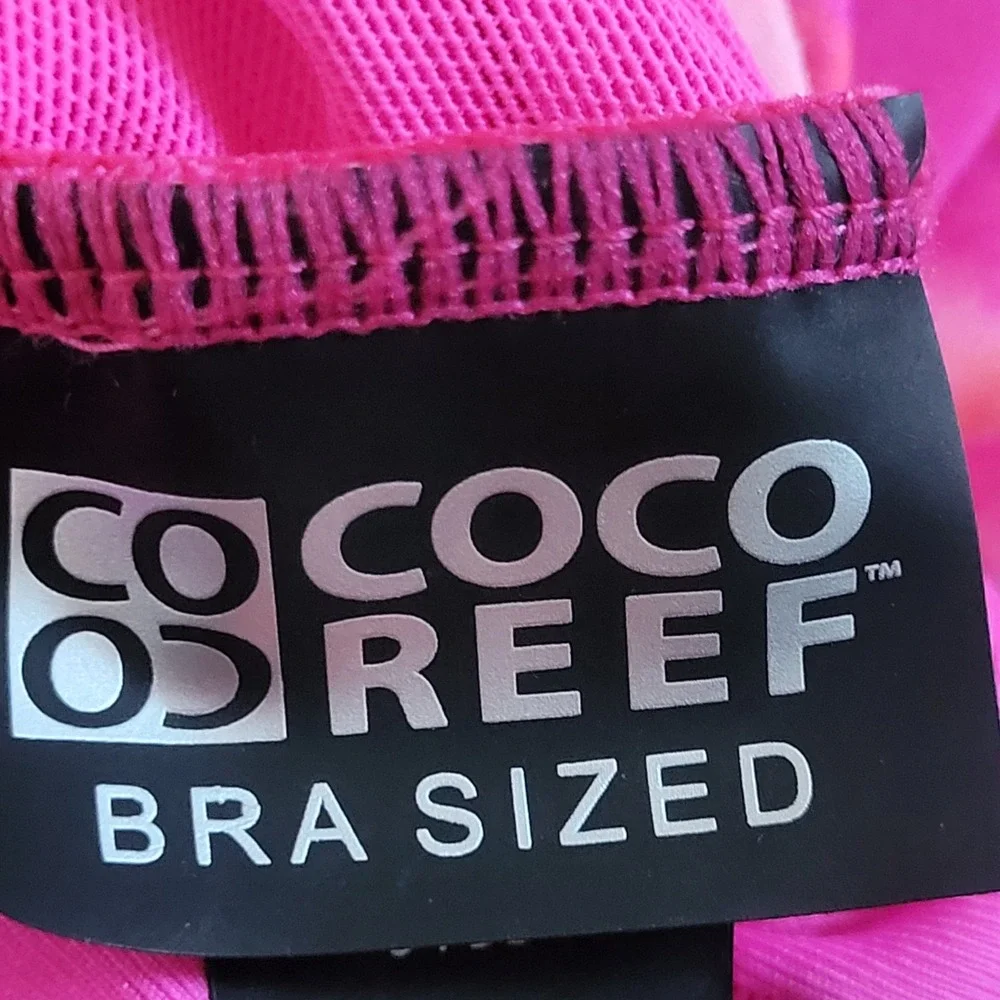 Coco Reef‎ Pink Floral Swim Tankini Top Built in Bra 34DD Underwire Adjustable